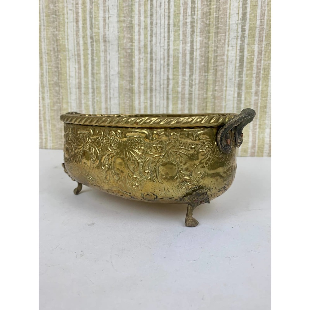 Vintage Brass Footed Jardiniere